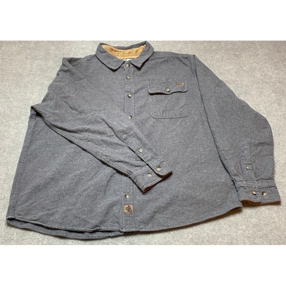 Legendary Whitetails Buck Camp Shirt Mens XL Gray Flannel POLW-8374